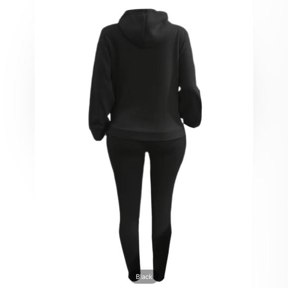 Casual Drawstring Pantsuits Two-piece Set, Loose Long Sweatpants Set - Picture 3 of 11